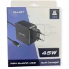 Maitinimo blokas ALLNET PSU-GaNPD-USB-F1C-45W 45W USB-C PD įkroviklis su 2 m kabeliu ir EU kištuku