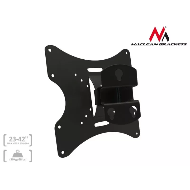 Maclean MC-501A Universal Wall TV Bracket 23-42 iki 30kg VESA 200x200 Juoda