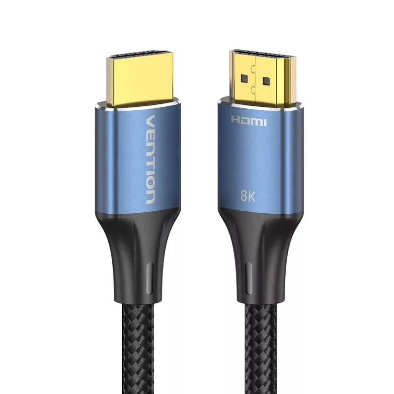 Vention medvilniniu pynimu aptrauktas HDMI-A laidas, kištukas–kištukas, HD, 8K, 5 m, mėlynas, aliuminio lydinio tipo