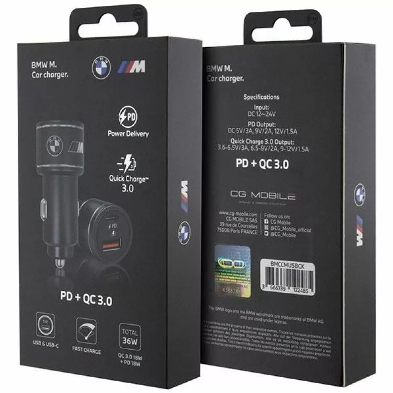 Automobilinis pakrovėjas 20W PD-QC 3.0 greitasis įkrovimas juodas