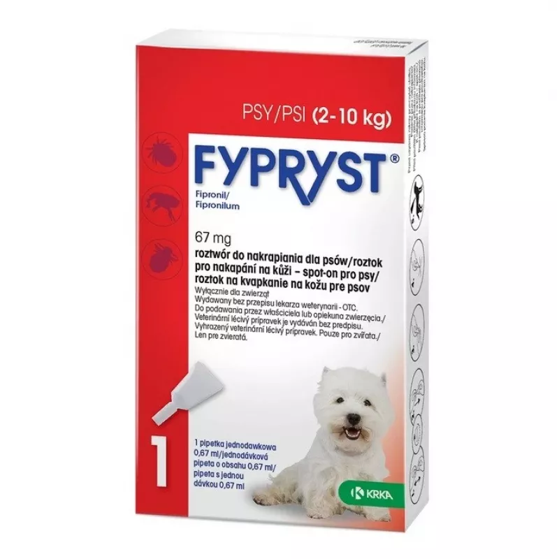 FYPRYST 67mg S (2-10kg) - lašai nuo blusų ir erkių šunims – 1x0,67ml