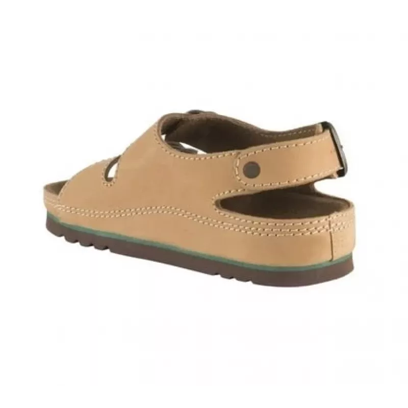 Sandals Mobilex PRS001BEZ35 su nugarine sagtimi rudos spalvos 35 dydis su paminkštintu zomšiniu vidpadžiu (natūralios odos viršus)