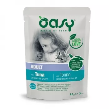 Oasy gabalėliai padaže suaugusioms katėms TUNAS 85g
