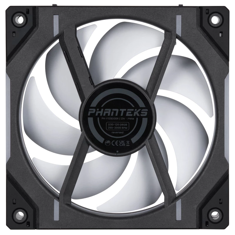 Phanteks D30-120 ventiliatorius, 12 cm, juodas, 250–2000 RPM, hidrodinaminis guolis