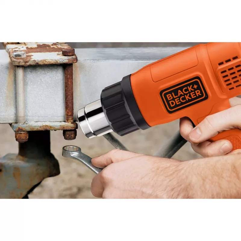 Karšto oro pistoletas Black & Decker KX1650 — 1750 W, iki 600 °C, oro srautas 570–740 l/min, 2 m laidas, 600 g