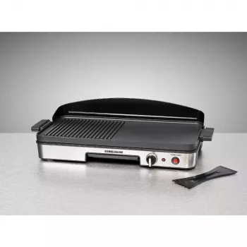 Elektrinis stalo grilis Rommelsbacher BBQ 2003 — 1900 W, 50×25 cm, briaunotas + Teppanyaki, reguliuojamas termostatas, sidabrinė/juoda