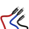 BASEUS Colorfone CAMLT-BSY01 USB kabelis 1,2 m USB A 3 x USB C Juoda, Raudona, Mėlyna