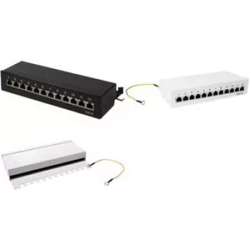 LogiLink - Pataisų skydelis - montuojamas ant sienos - RJ-45 X 12 - šviesiai pilka, RAL 7035
