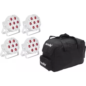 LED prožektorių rinkinys EUROLITE SLS-7 HCL 4x baltas su minkštu krepšiu