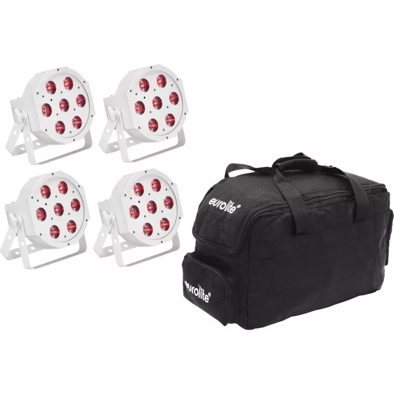 LED prožektorių rinkinys EUROLITE SLS-7 HCL 4x baltas su minkštu krepšiu