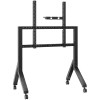 Mobilus TV stovas ONKRON TS2081-B 70–110 colių televizoriams, juodas, ratuotas plieninis grindų laikiklis, 125 kg talpa, VESA 200x200–1000x800