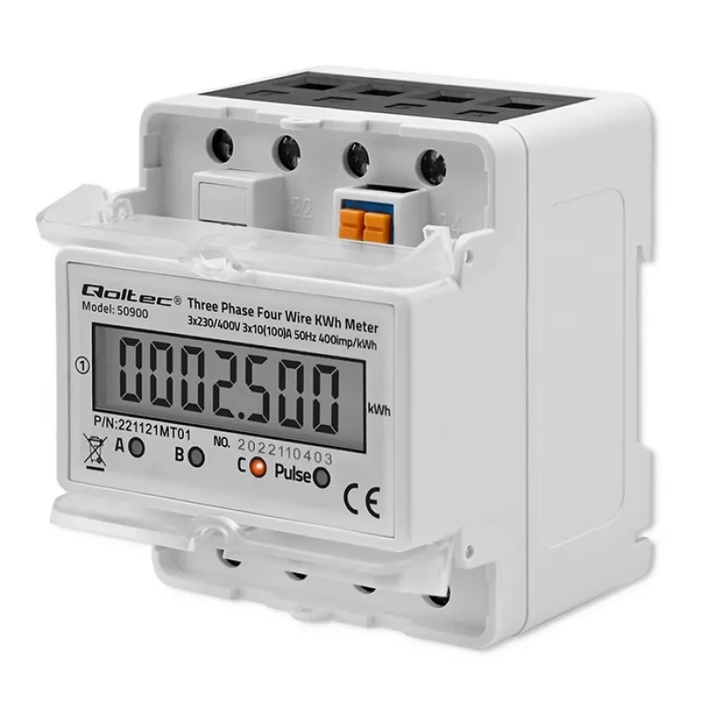 Trifazis elektroninis energijos skaitiklis QOLTEC 50900 400V LCD 4P