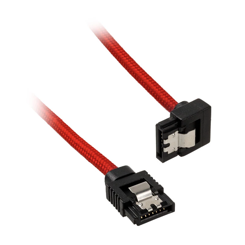 Corsair Premium Sleeved SATA-Cable angled, Red 60cm - 2-Pack