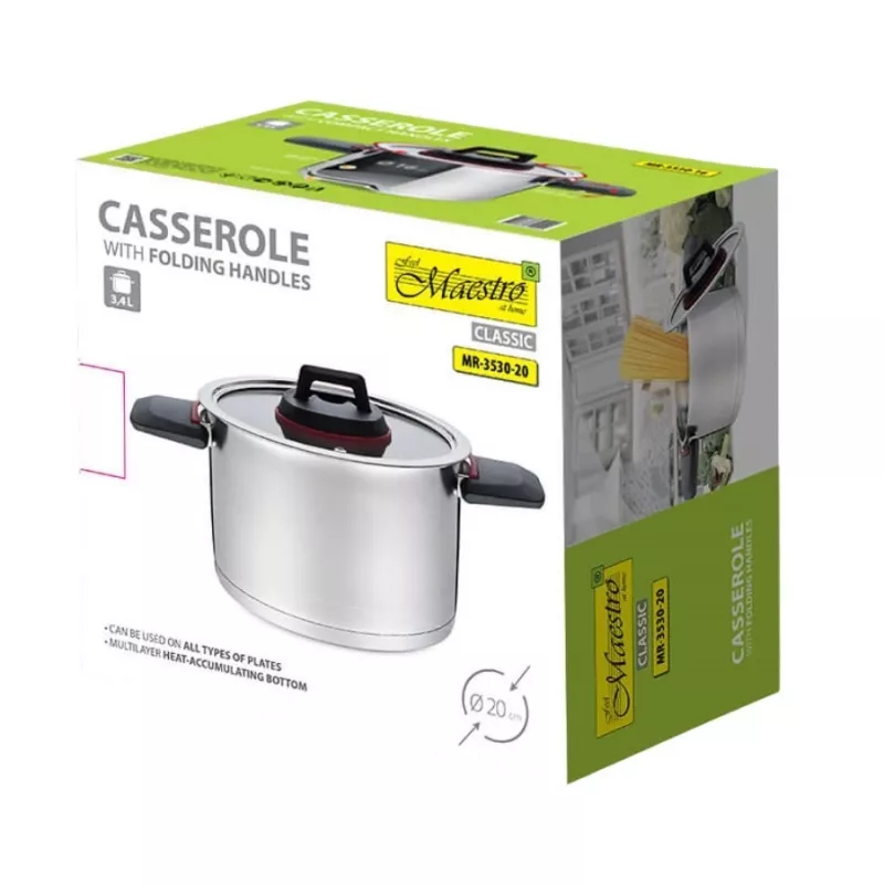 Maestro MR-3530-20 Puodas su sulankstomomis rankenomis 3,2 l
