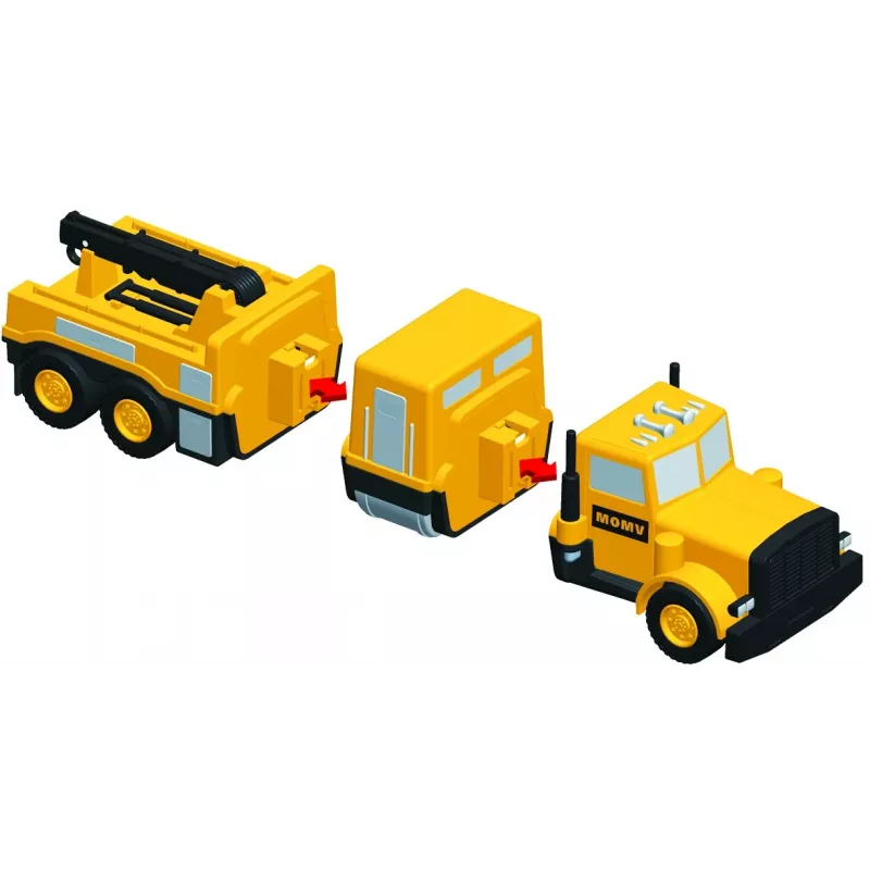 Transporto priemonių rinkinys Popular Playthings Mix or Match Vehicles Construction Juoda Geltona