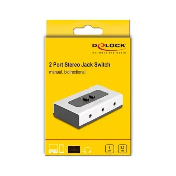 Delock 88061 garso jungiklis, juodas/pilkas, 3,5 mm įvestis/išvestis