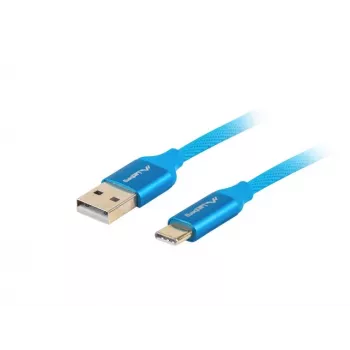 USB A – USB C kabelis LANBERG CA-USBO-22CU-0005-BL, USB 2.0, 0,5 m, mėlynas, kištukas–kištukas