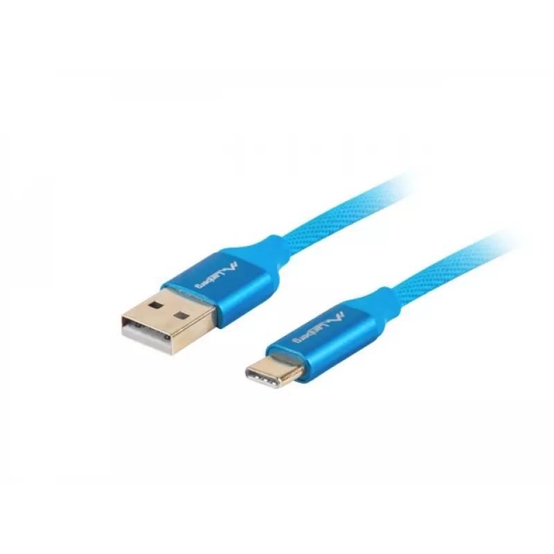 USB A – USB C kabelis LANBERG CA-USBO-22CU-0005-BL, USB 2.0, 0,5 m, mėlynas, kištukas–kištukas