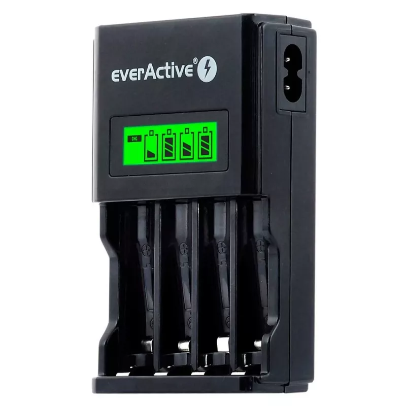 Baterijų įkroviklis everActive NC450B — 4 celių AAA įkroviklis, 110/230V kintamoji srovė, juodas