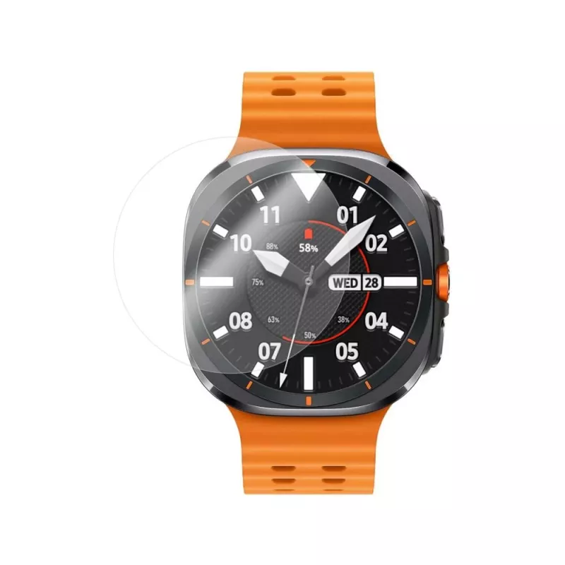 Grūdinto stiklo ekrano apsauga FIXED, skirta Samsung Galaxy Watch Ultra — skaidri, 2 vnt.