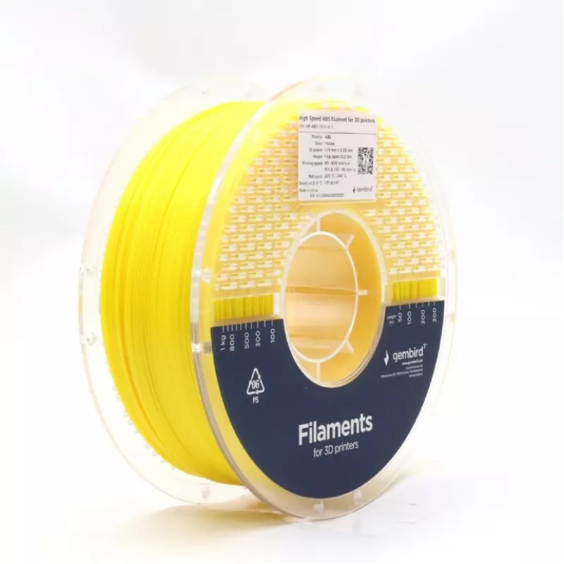 Gembird ABS 3D spausdinimo gija, 1,75 mm, geltona, 1 kg