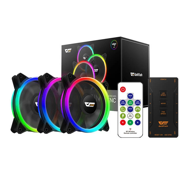 Darkflash DR12 Pro 3in1 120mm ARGB korpuso ventiliatorių rinkinys – juodas