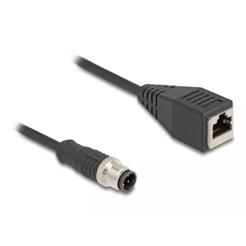 DeLOCK M12 adapterio kabelis D-koduotas 4 kontaktų kištukas į RJ45 lizdą 50 cm