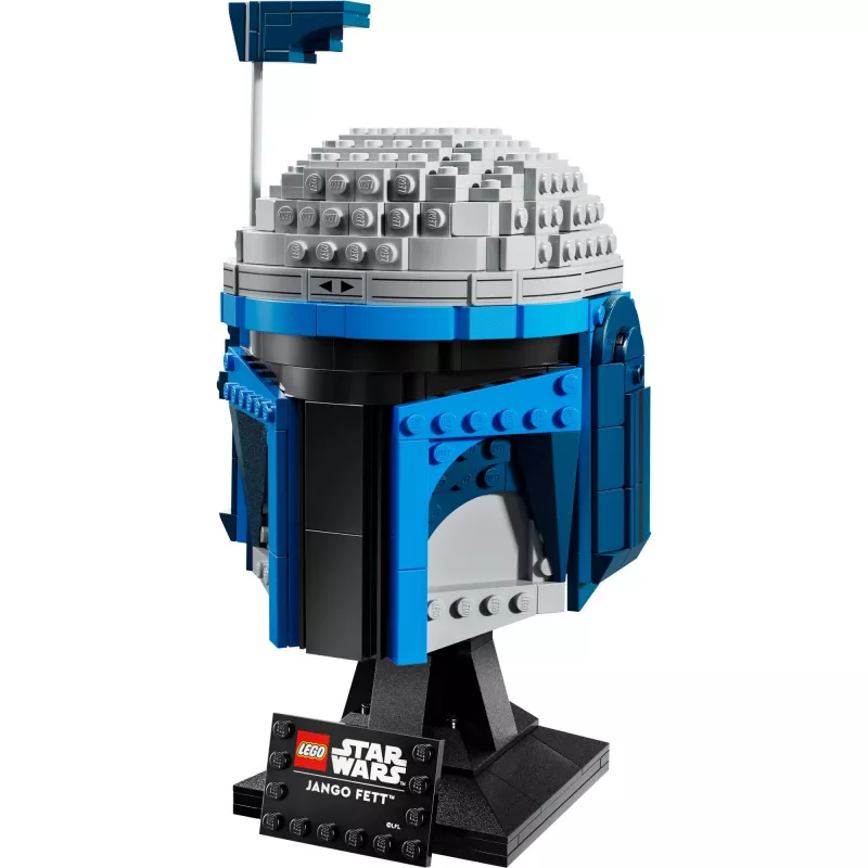 Kolekcinis LEGO Star Wars šalmo aksesuaras Jango Fett 75408 — 616 dalių, 210×120×110 mm demonstracinis modelis