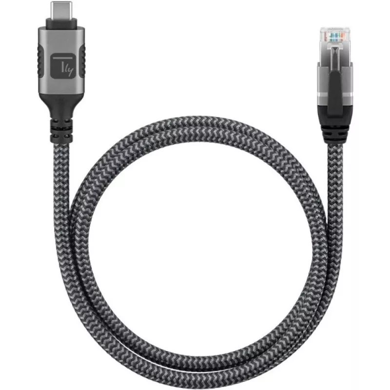 Techly ICOC U3C-RJ45-010 tinklo kabelis, sidabrinis, juodas, 1 m, Cat6, F/UTP (FTP)
