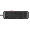 Kištukinis lizdas MACLEAN MCE388 B — 2 kintamosios srovės lizdai, 3×USB A, 110–120V 50/60Hz, 2500W, 3 m laidas, juodas