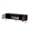 Cama CORTINA 180x40x60 cm TV spintelė juoda/riešutmedžio su juodu elektriniu židiniu