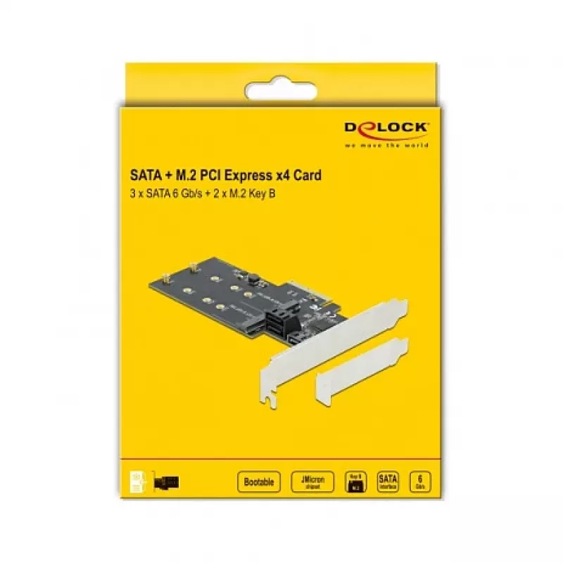 PCI Express kortelė SATA ir M.2 DeLOCK 3 SATA prievadai ir 2 M.2 Key B lizdai