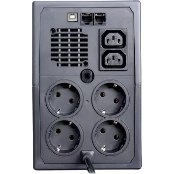 ORVALDI ID2K0CH linijinė interaktyvi UPS 2 kVA / 1200 W, 24 V, 9 Ah akumuliatoriai, LCD, USB, kompaktiška juoda