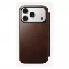 Mobiliojo telefono dėklas Nomad Modern Leather Folio, skirtas iPhone 17 Pro, oda/aliuminis, 16 cm (6,3 colio) rudas, 4 kortelių skyreliai
