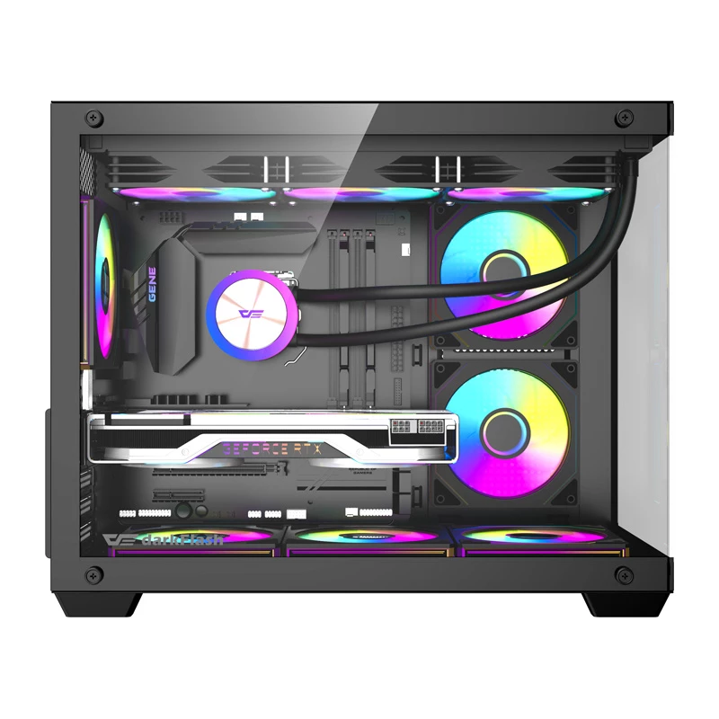 Kompiuterio korpusas DarkFlash B275 PRO (juodas) su 6 komplektuojamais aušinimo ventiliatoriais