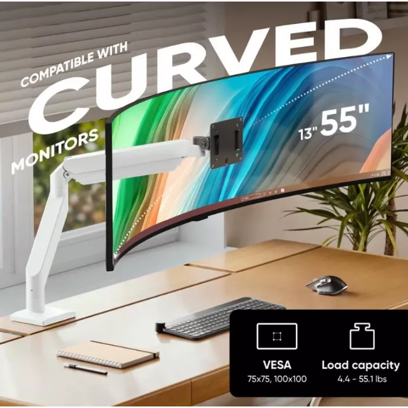 Monitoriaus laikiklis ONKRON G110-BG 1 ekranui 15 kg, iki 106,7 cm (42 col.), VESA 75x75–100x100, spaustuvas / įvorė, juoda / pilka
