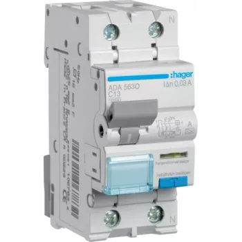 Hager RCBO jungiklis 1P+N 10kA C-13A 30mA ADA563D (ADA563D)