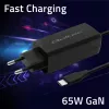 GaN nešiojamojo kompiuterio įkroviklis QOLTEC 52419 65 W USB-C PD 5V/20V 3A/3,25A, 220–240 V, 1,8 m laidas, juodas