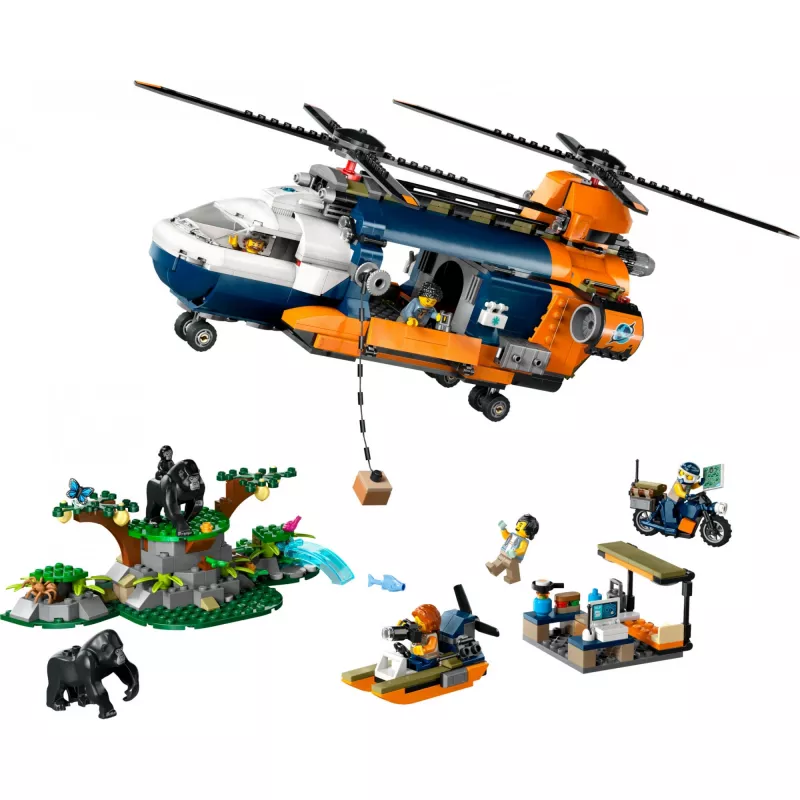 LEGO City 60437 Džiunglių tyrinėtojų sraigtasparnis bazinėje stovykloje