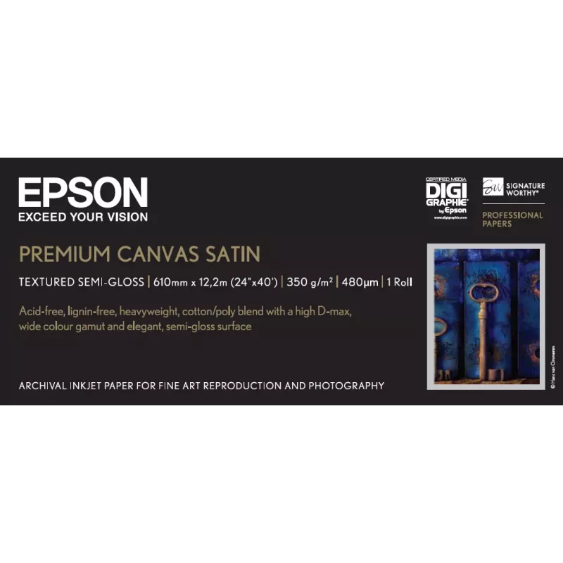 Epson Premium Canvas Satin, 24 col. x 12,2 m, 350 g/m²