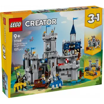 Konstruktorius LEGO Creator 3-in-1 viduramžių riterio pilies rinkinys 31168 — 1371 dalis, 6 mini figūrėlės, amžius 9+