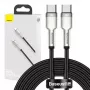 USB‑C į USB‑C kabelis Baseus Cafule Metal — 2 m, 100W įkrovimas, USB 2.0 (480 Mbps), cinkuoti kontaktai, juodas