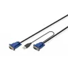 DIGITUS Octopus - Klaviatūros / Vaizdo / Pelės (KVM) laidas - HD-15 (M) - USB A tipo, 4 kontaktų, PS/2, 6 kontaktų (M) - 5,0 m - Juoda (DS-19233)