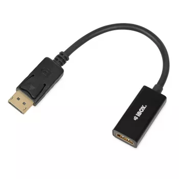 DisplayPort į HDMI kabelio adapteris IBOX iadp4k — DisplayPort (kištukas) į HDMI (lizdas), tiesios jungtys, 4K palaikymas, sidabrinis