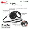 Flexi nauja CLASSIC 8 m juodas ištraukiamas pavadėlis šunims
