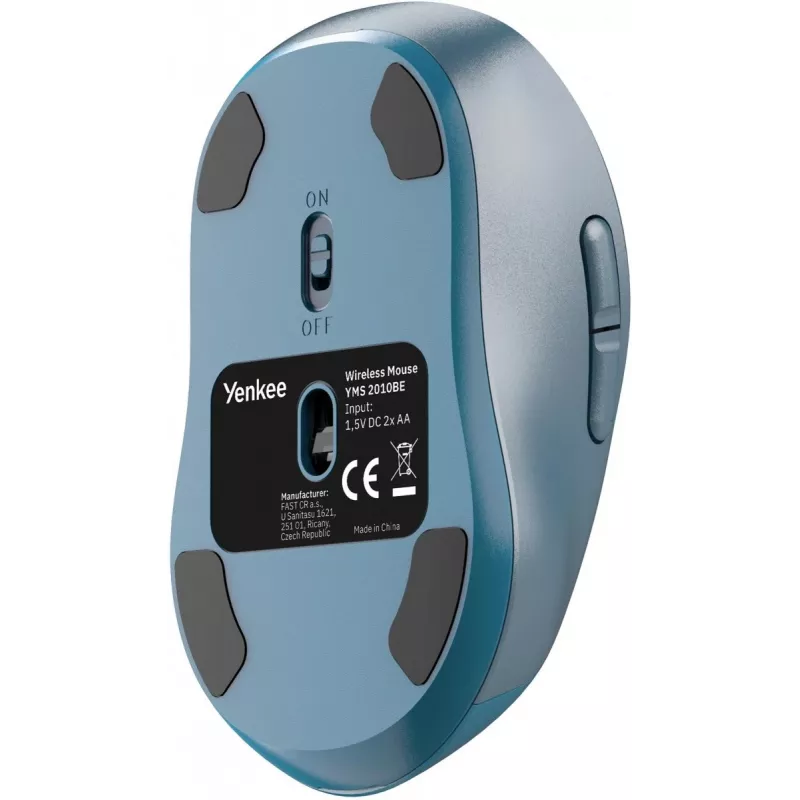 Belaidė pelė YENKEE YMS2010BE dviejų režimų ergonominė, 2,4 GHz USB imtuvas + Bluetooth 5.1, 4 lygių DPI 1000–3200, 6 mygtukai