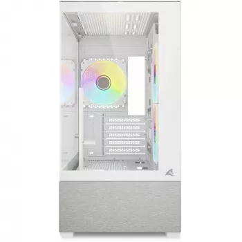 Sharkoon MK7 ARGB mATX korpusas 2x stiklas, baltas