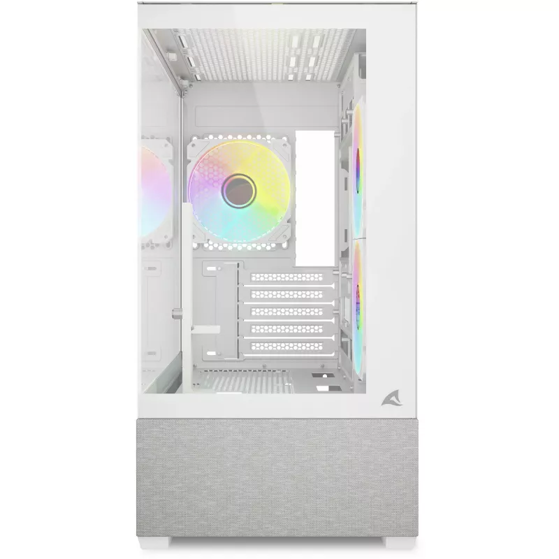 Sharkoon MK7 ARGB mATX korpusas 2x stiklas, baltas