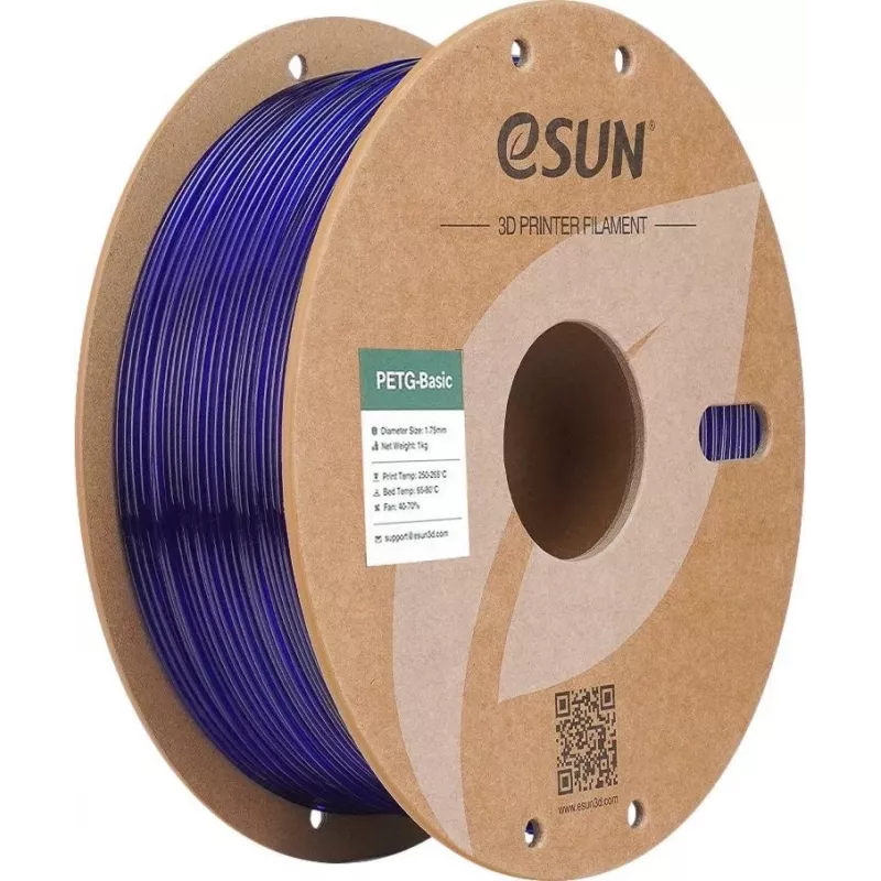 PETG 1,75mm PERŠVIEČIAMAI MĖLYNAS 1kg ESUN 3D FILAMENTAS (PETG-Basic175T-U1P1)