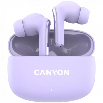 Canyon TWS-9 CNS-TWS9P ausinės – tikrai belaidės – Bluetooth 5.4 – į ausį – 6h + 30h veikimo laikas – USB-C įkrovimo dėklas – jutiklinis valdymas – alyvinė